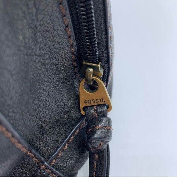 FOSSIL Carson Black Leather Flap Organizer Crossbody Shoulder Bag ZB5057 EUC - Picture 4 of 10